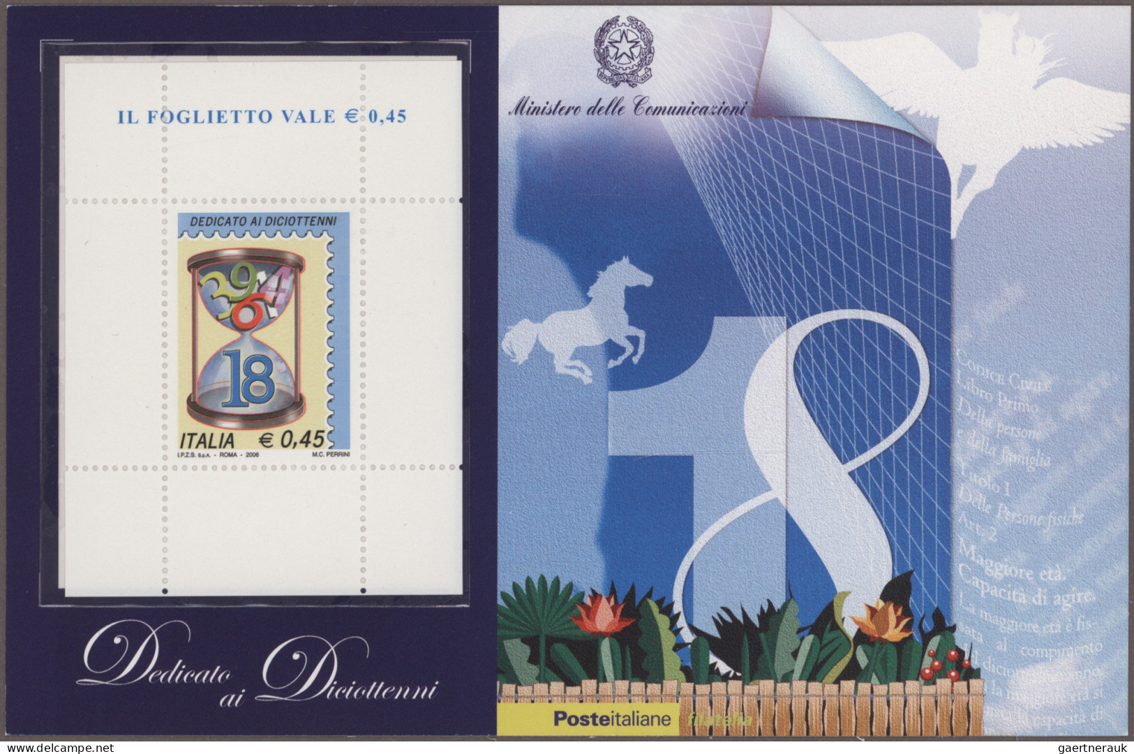 Italy: 2006, Set Of Two Mini Sheets "18th Birthday" Rose And Blue, Both With The - 2011-20: Poststempel