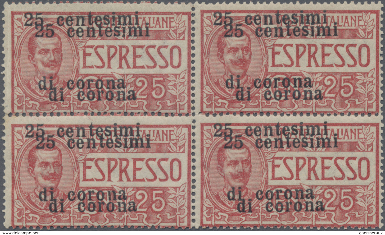 Italy: 1919, Express Stamp 25c. On 25c. Rose Showing Variety "Double Overprint", - Trentino & Triest