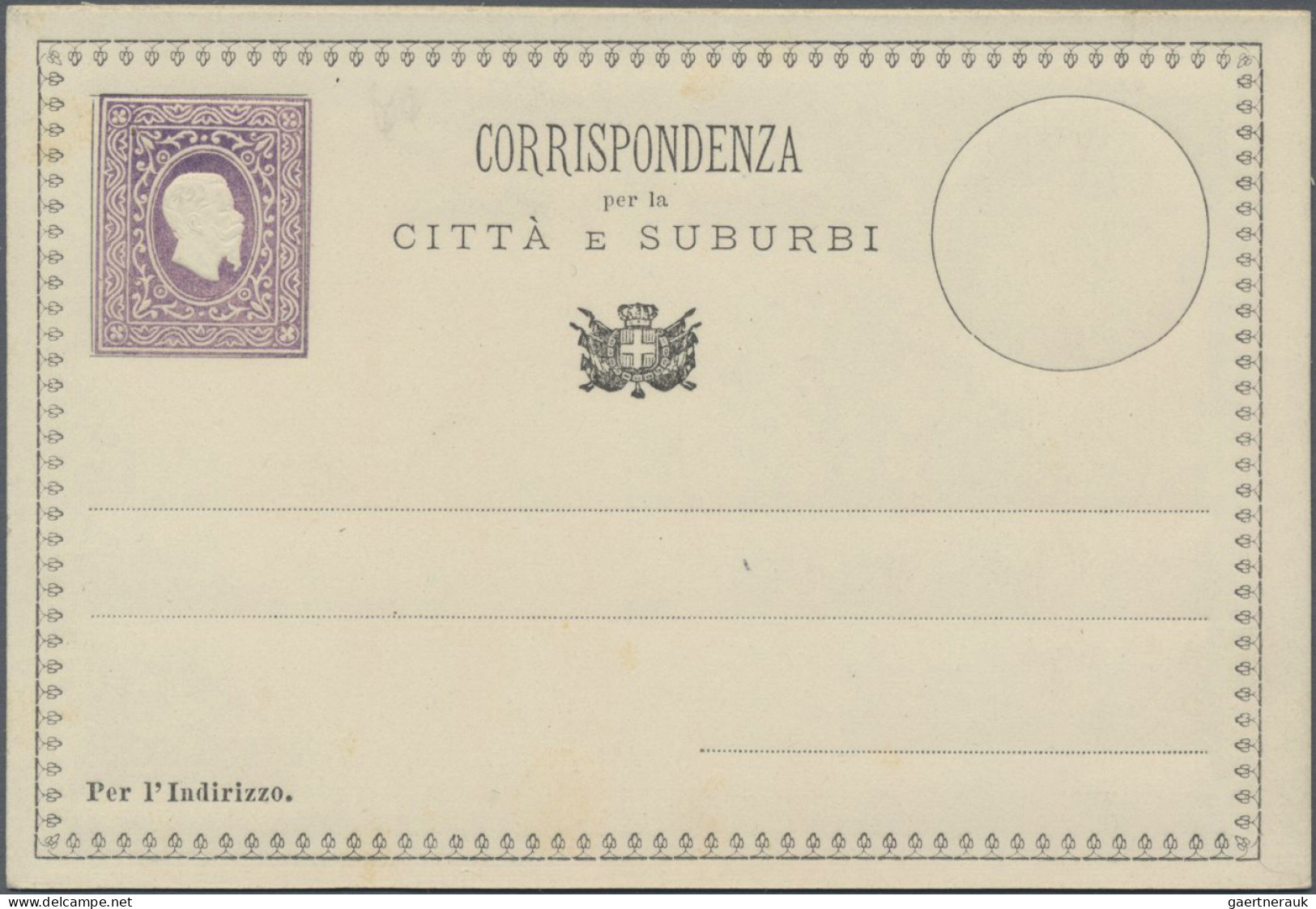 Italy - Postal Stationary: 1872 (ca.), Essay Postal Card "CORRISPONDENZA Per La - Postwaardestukken