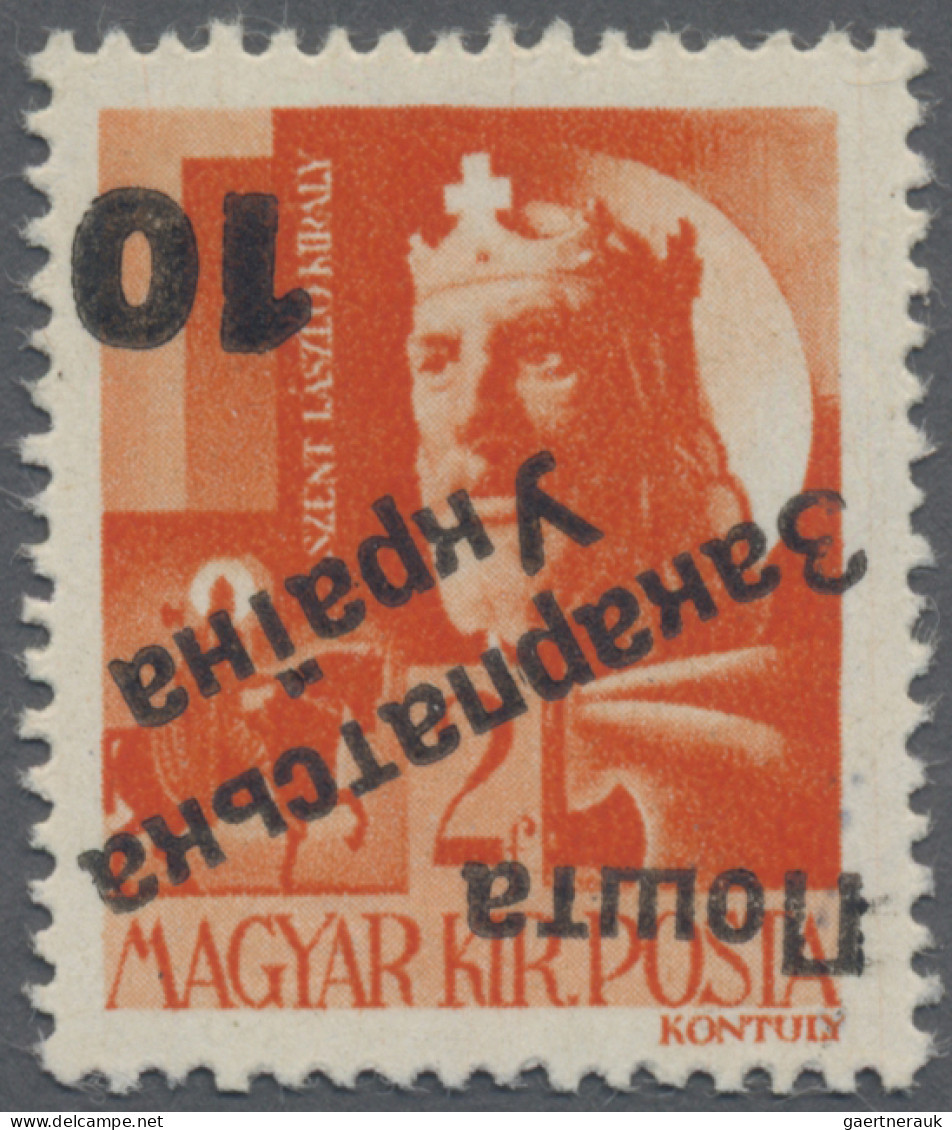 Carpathian Ukraine: 1945, 10 Auf 2 F, INVERTED OVERPRINT, MNH, Signed Bulat. Jus - Oekraïne