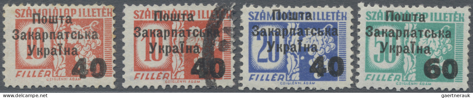 Carpathian Ukraine: 1945, Hungarian Fiscal, Surcharged For The Use As Service St - Oekraïne