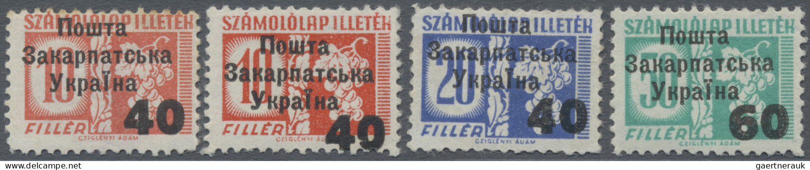 Carpathian Ukraine: 1945, Hungarian Fiscal, Surcharged For The Use As Service St - Oekraïne