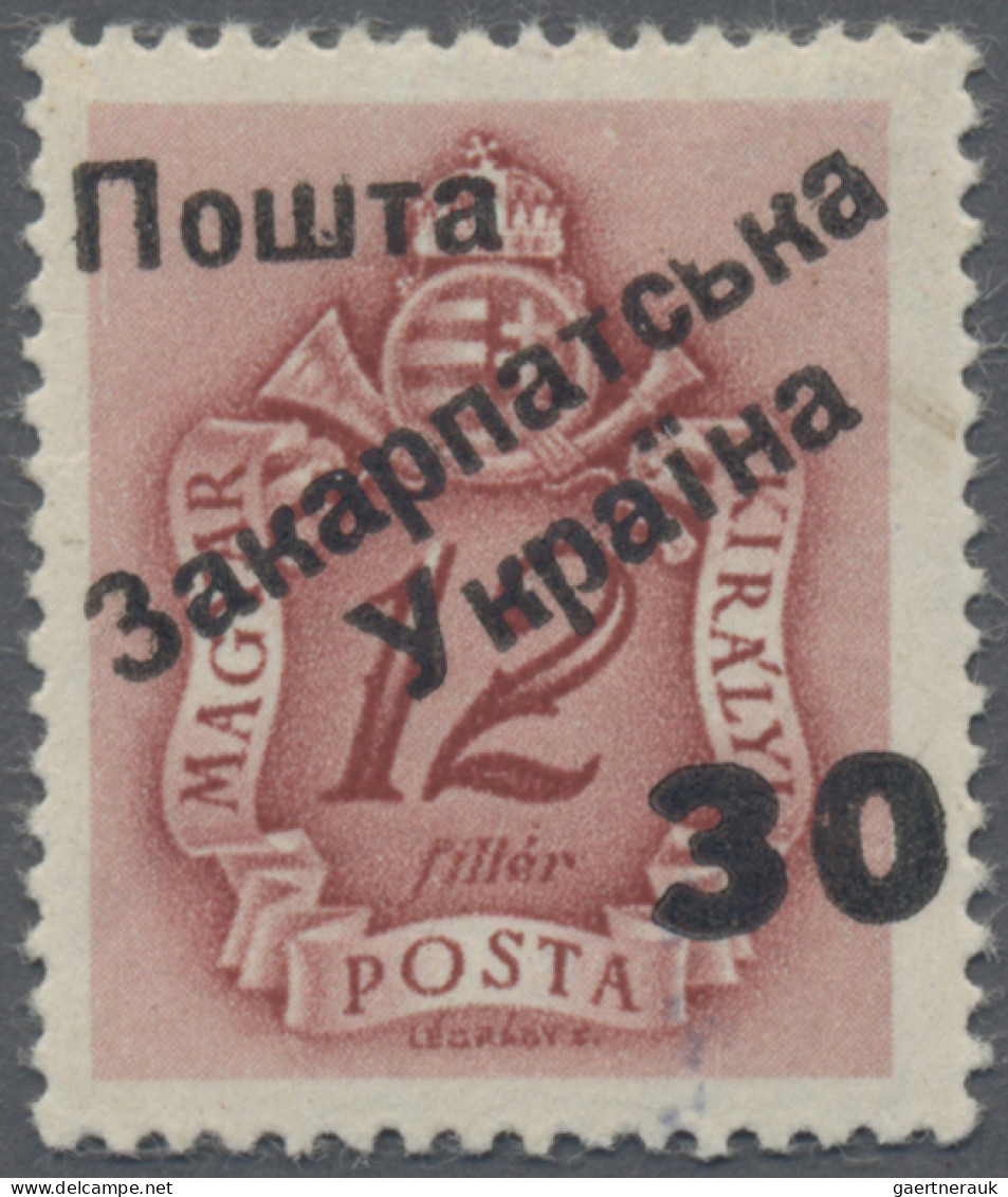 Carpathian Ukraine: 1945, Hungarian Postage Dues, 30 On 12 F, Spaced Numerals "3 - Oekraïne