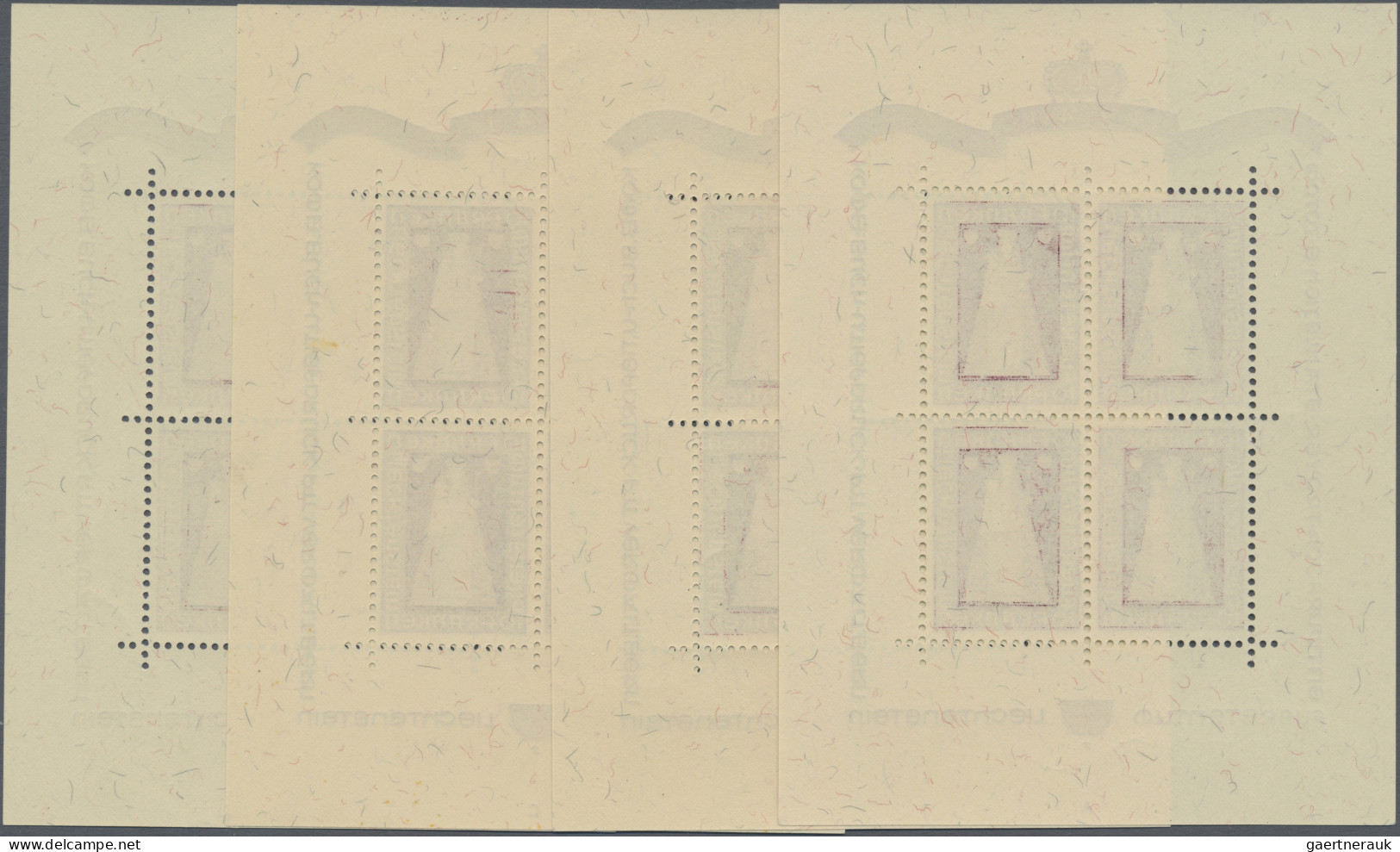 Liechtenstein: 1941, 10 Fr. Madonna Von Dux In 4 Postfrischen Kleinbogen Zu 4 Ma - Unused Stamps