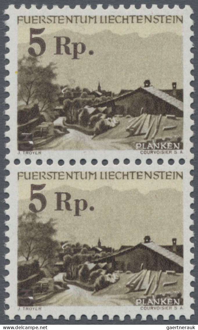Liechtenstein: 1947, 5 Rp. A. 3 Rp. Freimarke Im Postfrischen Senkr. Paar, Dabei - Unused Stamps