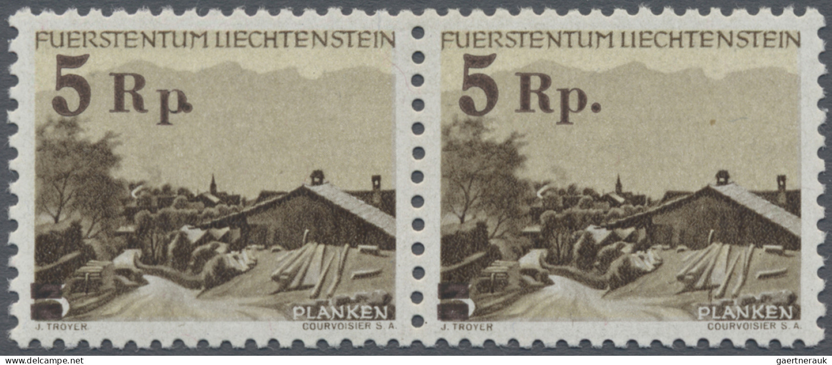 Liechtenstein: 1947, 5 Rp. A. 3 Rp. Freimarke Im Postfrischen Waager. Paar, Dabe - Unused Stamps