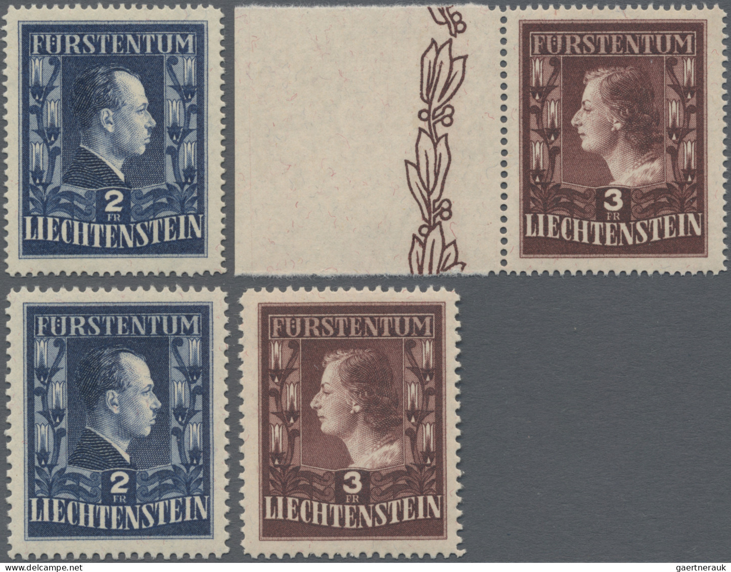 Liechtenstein: 1951, 2 U. 3 Fr. Fürstenpaar In Beiden Zähnungen, Postfrisch, All - Ongebruikt