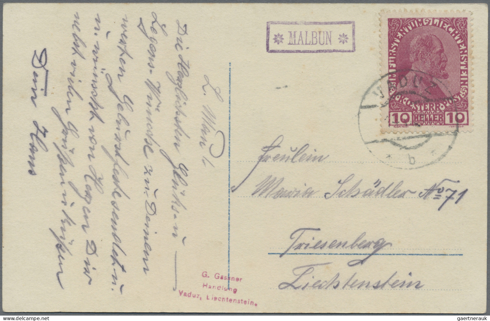 Liechtenstein - Stempel: "MALBUN" (Postablage Von Vaduz 1910 Bis Anfang 1921) Im - Frankeermachines (EMA)