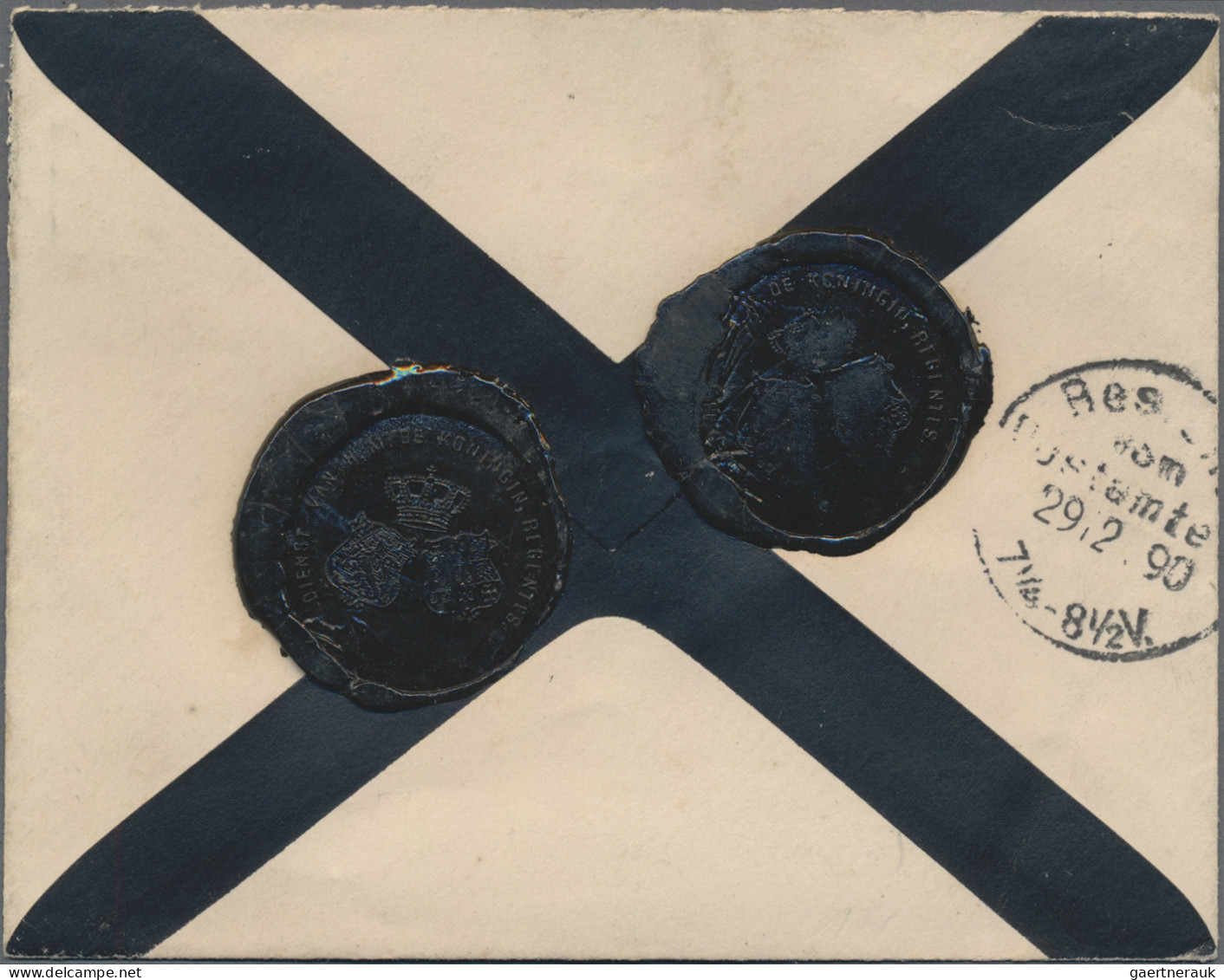 Netherlands: 1890, Willem 22½c. Green, Single Franking On Registered Mourning Co - Briefe U. Dokumente