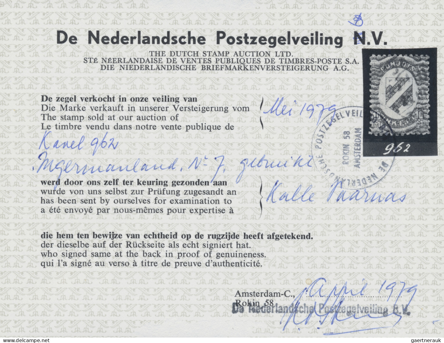 Nordingermanland: 1920 Three Top Values 1m., 5m. And 10m. Each With "KIRJASALO 2 - Ortsausgaben