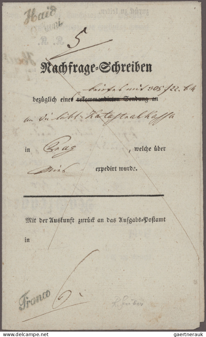 Österreich - Vorphilatelie: 1850, Barfrankiertes Nachfrageschreiben Der Briefpos - ...-1850 Voorfilatelie