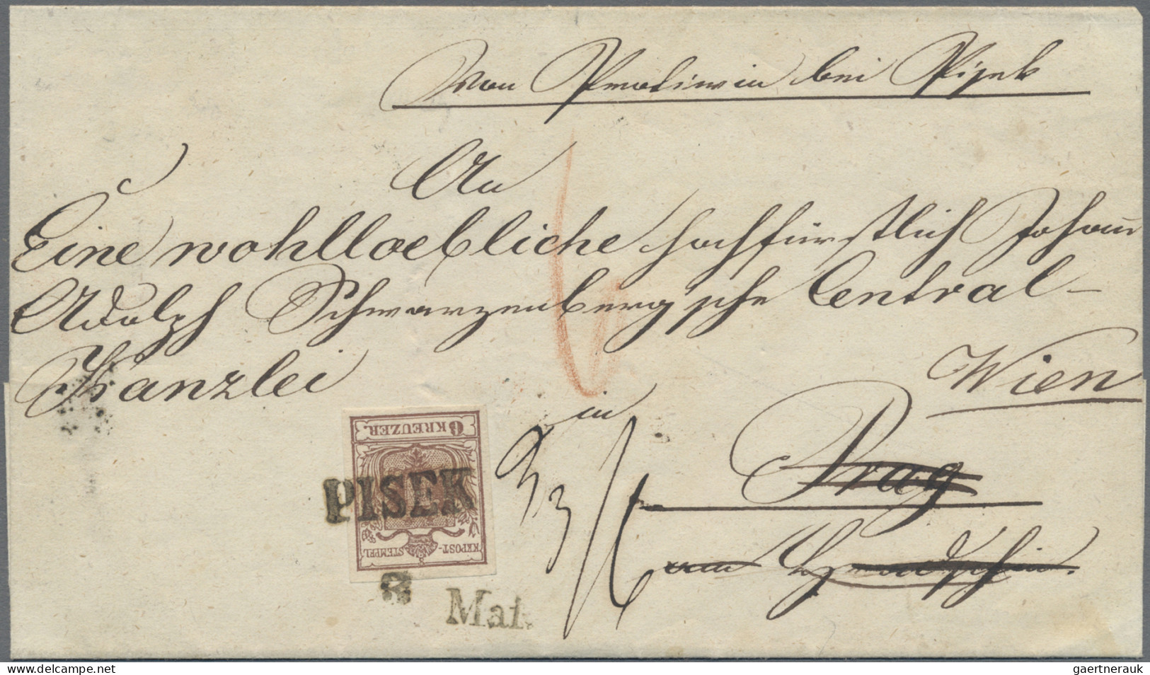 Österreich: 1850, 6 Kr. Braun, Handpapier, Breitrandiges Kabinettstück Mit Schwa - Lettres & Documents