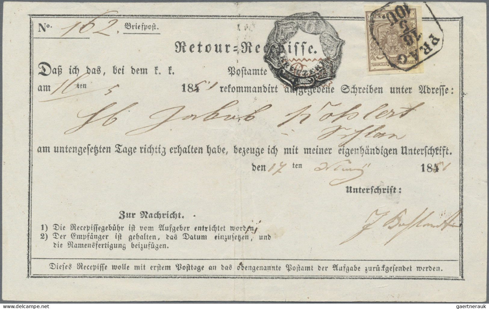 Österreich: 1850, 6 Kr. Braun, Handpapier, Type Ia, Frisch Bzw. Breitrandig Mit - Briefe U. Dokumente