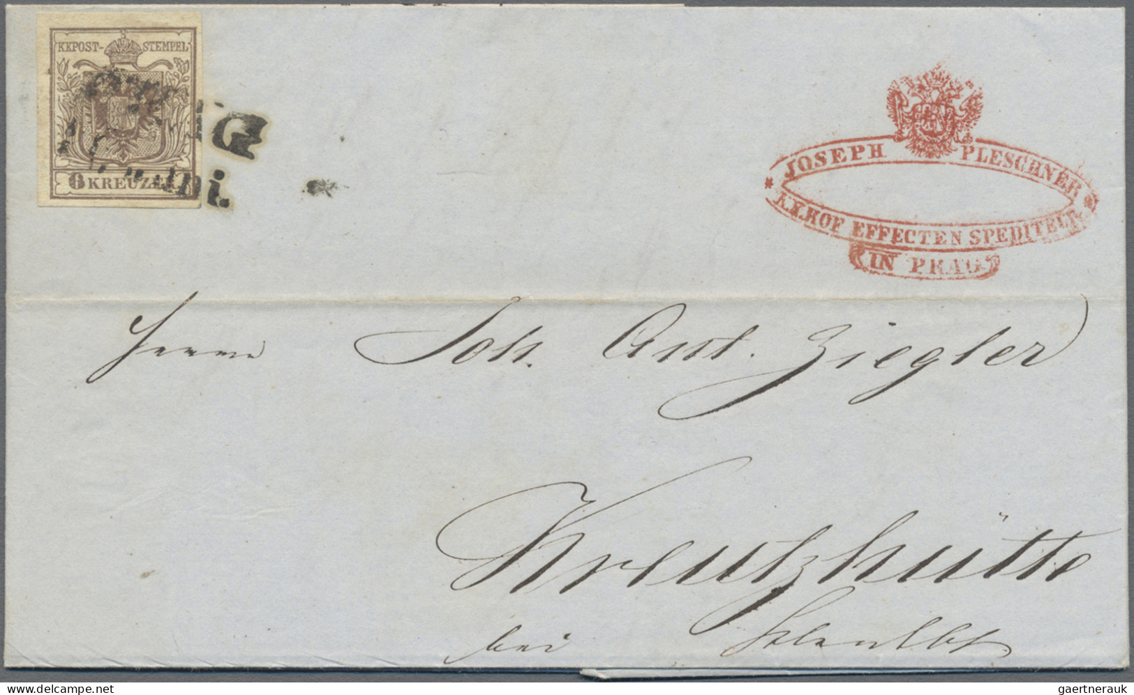 Österreich: 1850, 6 Kr. Braun, Handpapier, Type Ia, Kabinettstück Als Einzelfran - Cartas & Documentos