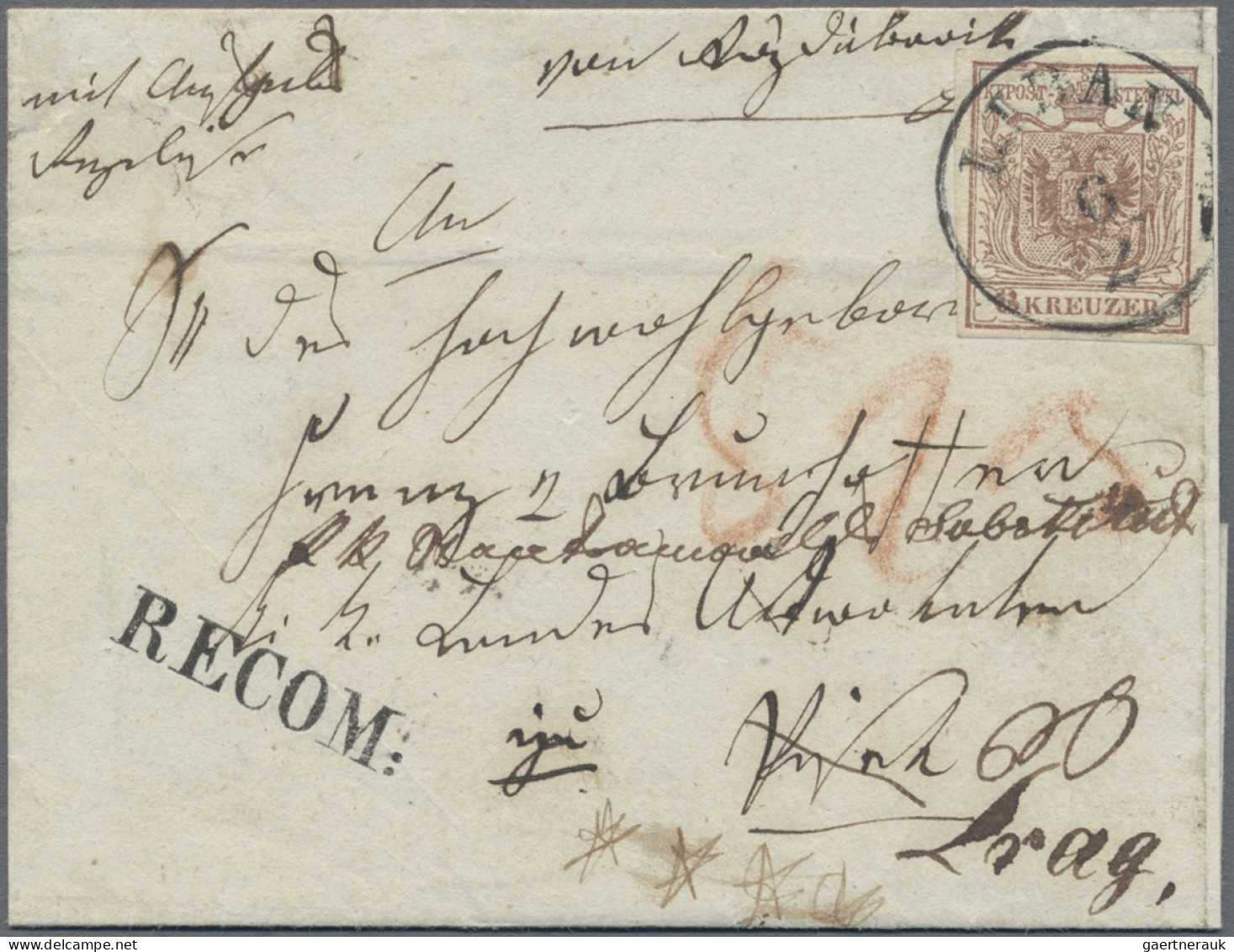 Österreich: 1850, 6 Kr. Rötlichbraun, Handpapier, Type Ia, Zwei Exemplare Auf Re - Briefe U. Dokumente