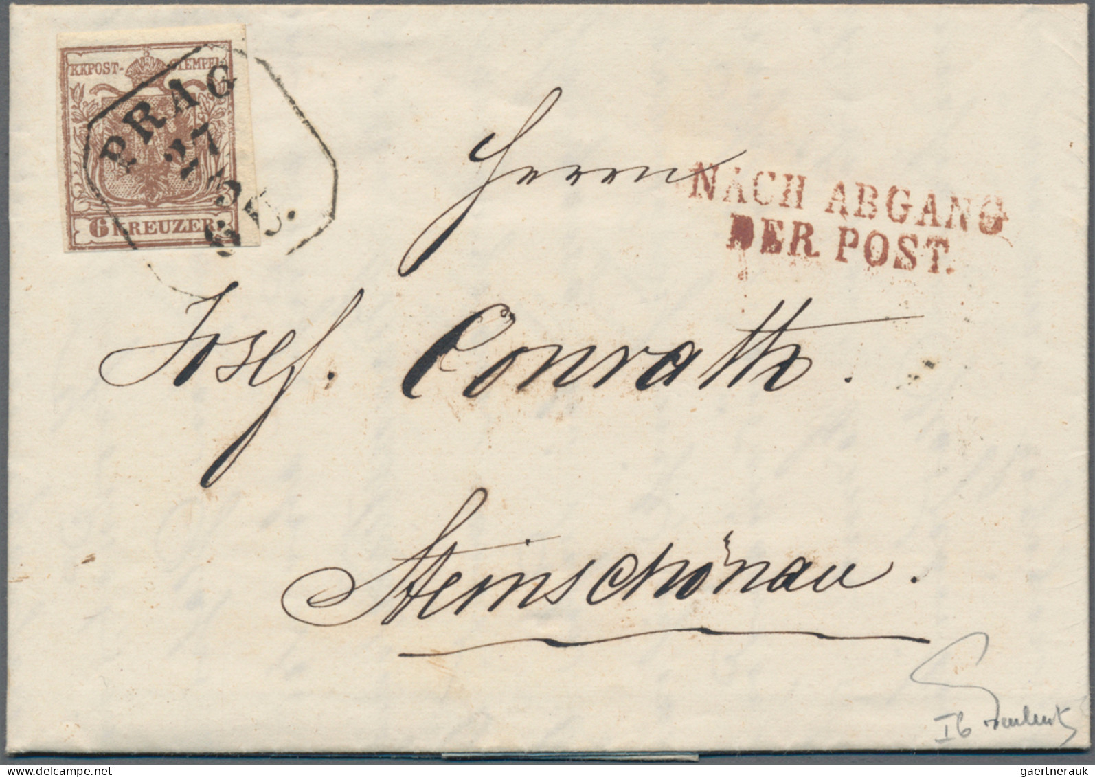 Österreich: 1850, 6 Kr. Rotbraun, Handpapier, Type Ib, Noch Voll- Bis Breitrandi - Brieven En Documenten