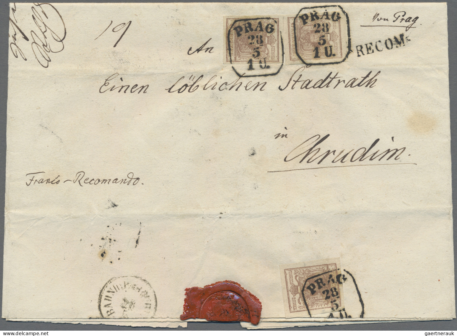 Österreich: 1850, 6 Kr. Braun, Handpapier, Type Ib, Mehrfach-Frankatur Von Zwei - Briefe U. Dokumente