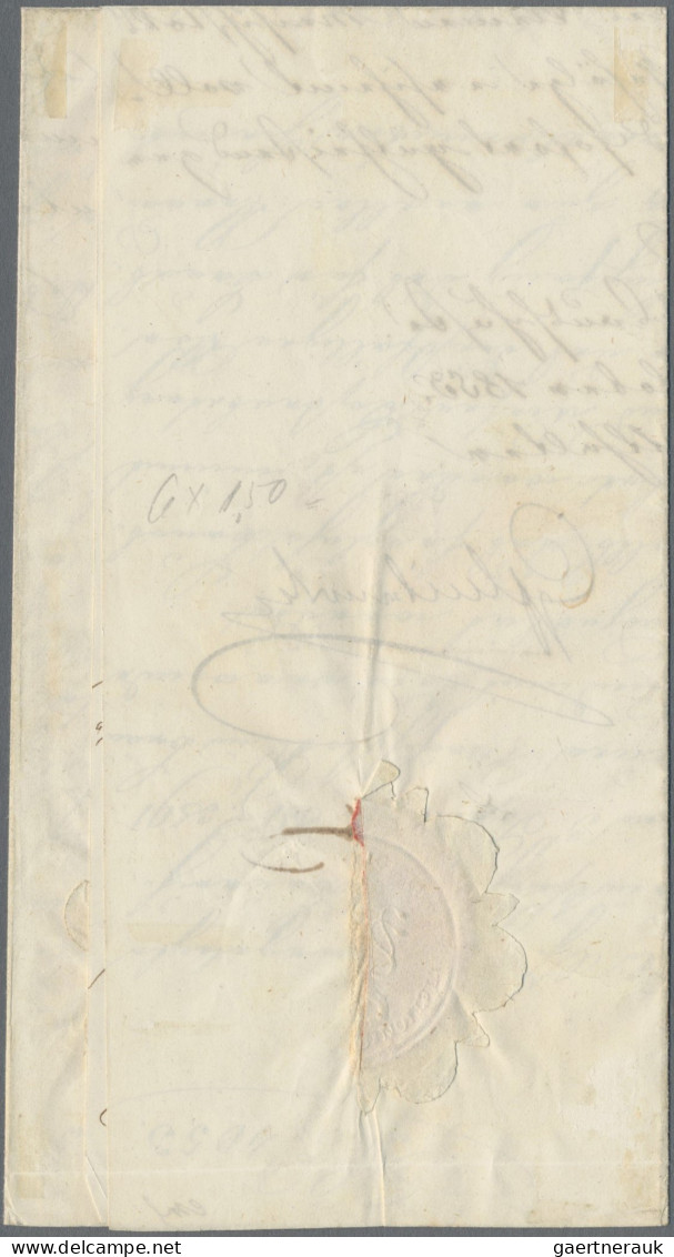 Österreich: 1850, 6 Kr. Braun, Handpapier, Type III, Waagerechter Viererstreifen - Briefe U. Dokumente