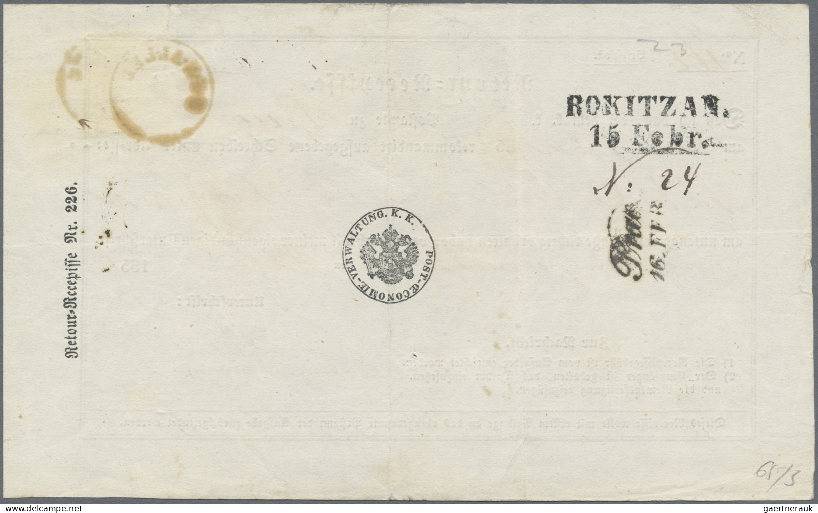 Österreich: 1850, 6 Kr. Braun, Handpapier, Type III, Frankiert Auf "vorausentwer - Brieven En Documenten