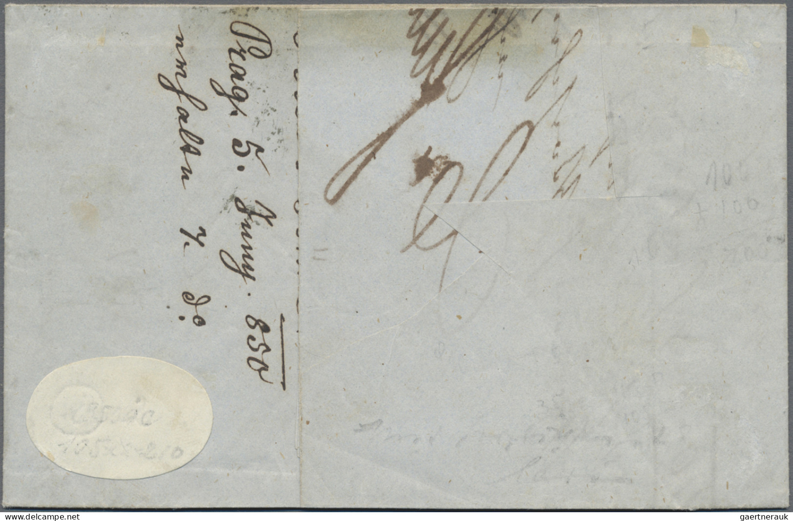 Österreich: 1850, 9 Kr. Hellblau, Handpapier, Type I, Mit Interessantem Plattenf - Lettres & Documents