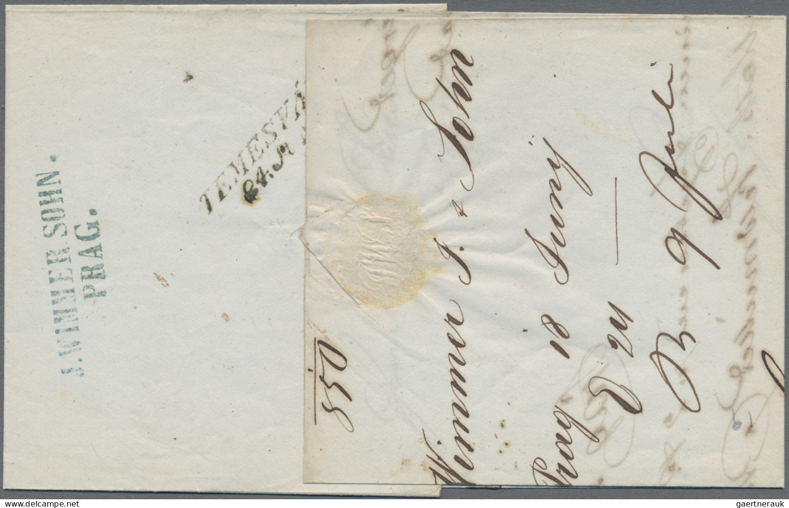 Österreich: 1850, 9 Kr. Blau, Handpapier, Type I, Zwei Einzelfrankaturen Je Auf - Lettres & Documents