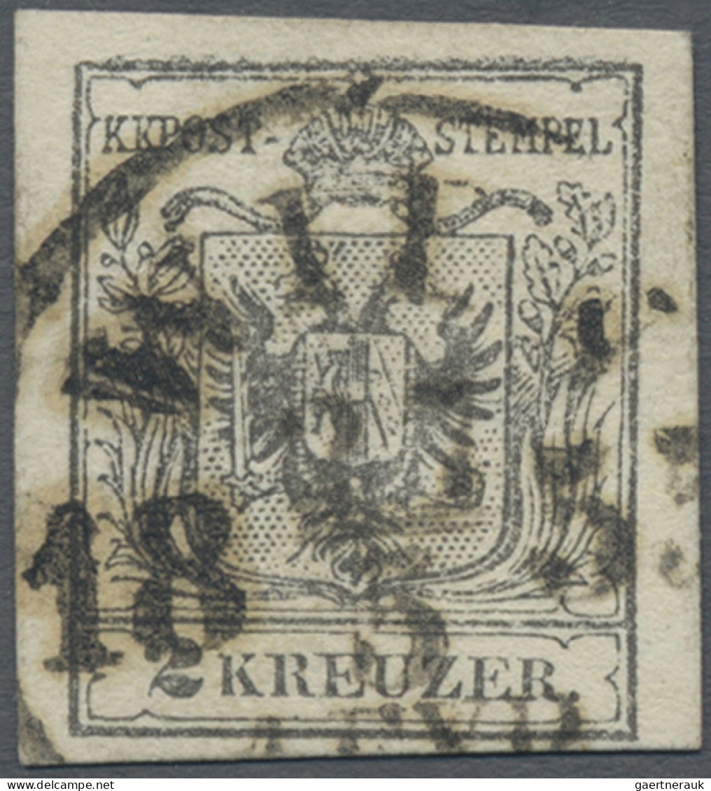 Österreich: 1854, 2 Kr. Mausgrau, Type IIIb, Platte A, Noch Voll- Bis Breitrandi - Gebruikt