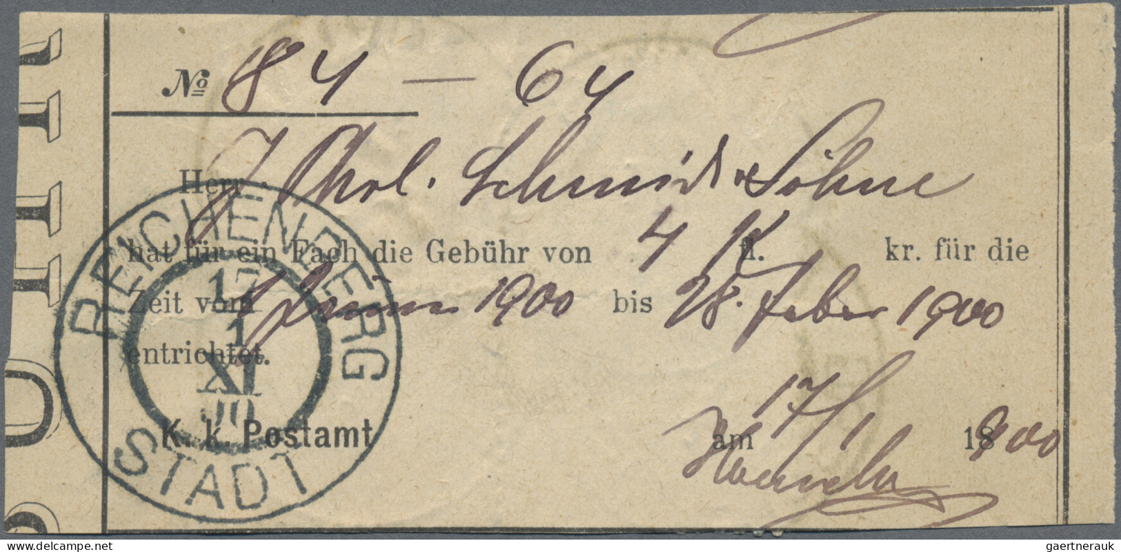Österreich - Portomarken: 1894, 50 Kr., Viererblock Auf Postfach-Quittungs-Formu - Strafport