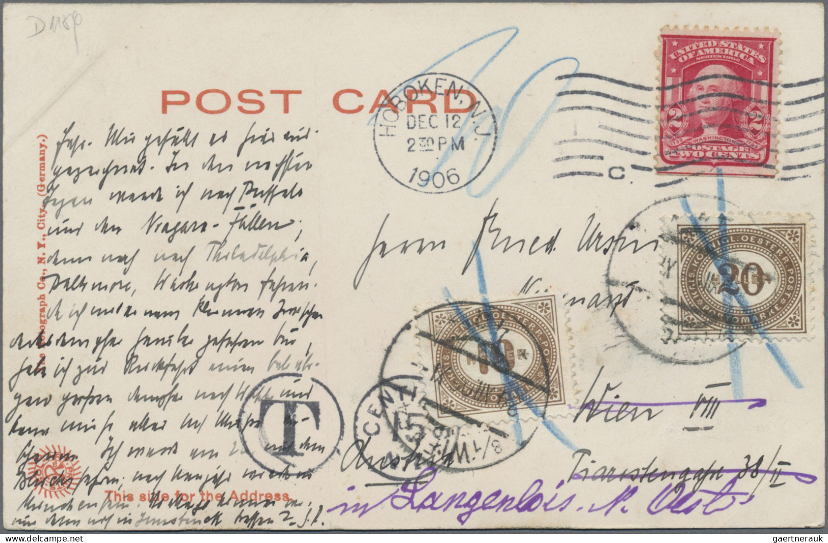 Österreich - Portomarken: 1906/1907, Incoming Mail USA, Zwei Belege Mit Irrtümli - Postage Due