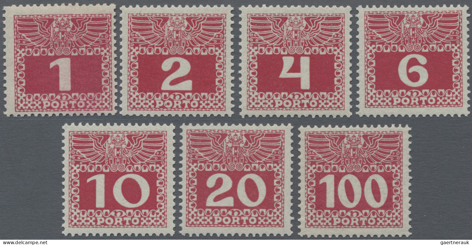 Österreich - Portomarken: 1909, 1-100 H., Dünnes Papier, Kpl., Postfrisch, Mi 50 - Strafport