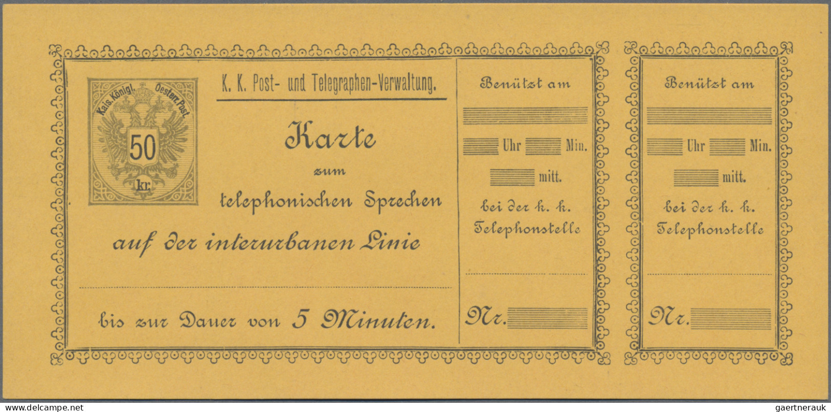 Österreich - Telefonsprechkarten: 1886/1889, Telefonsprechkarte 30 Kr. Grau Auf - Andere