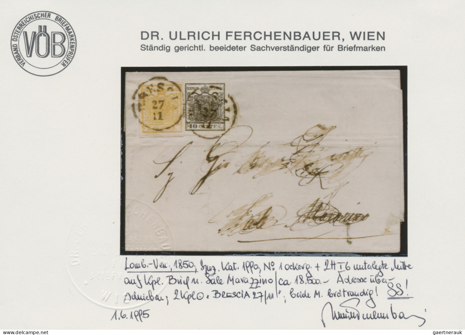 Österreich - Lombardei Und Venetien: 1850, 5 C Ockergelb Und 10 C Unterlegte Mit - Lombardije-Venetië