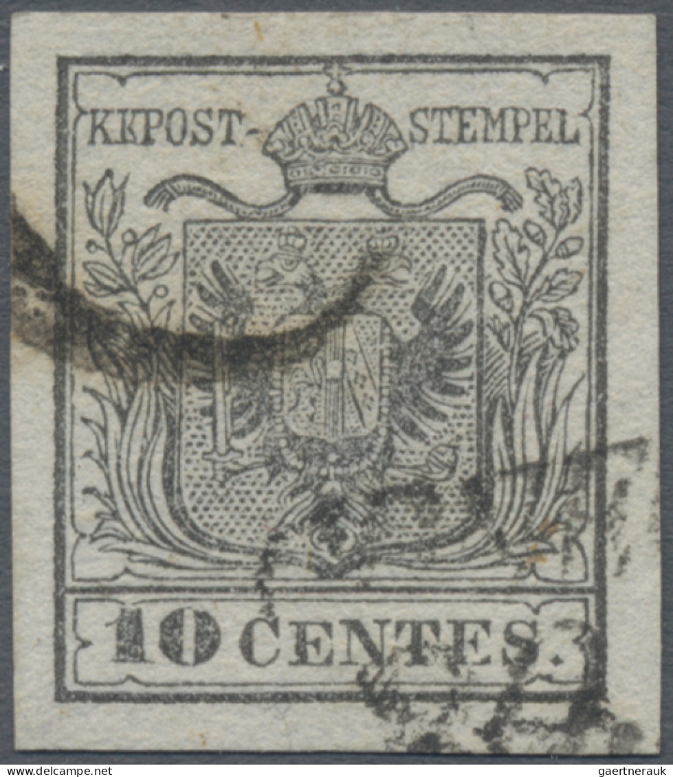Österreich - Lombardei Und Venetien: 1850, 10 Cent. Silbergrau, Type Ib, Tadello - Lombardo-Vénétie