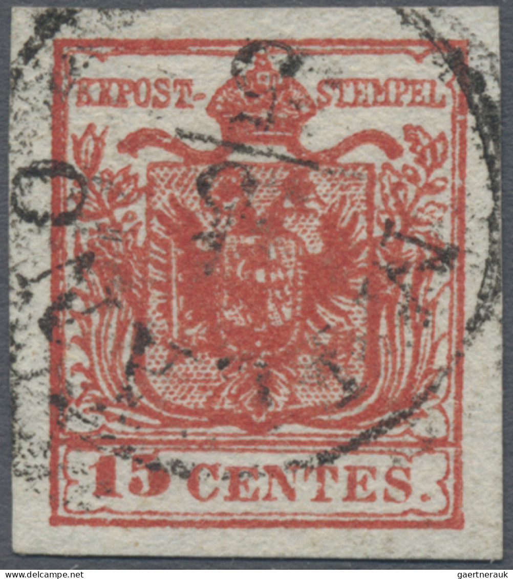 Österreich - Lombardei Und Venetien: 1850, 3 Kr. Tiefkarminrot, Type III, Platte - Lombardije-Venetië