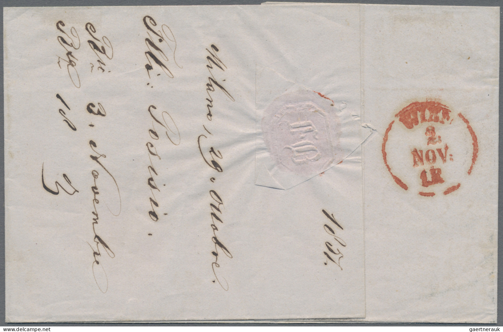 Österreich - Lombardei Und Venetien: 1850, 30 C Geripptes Papier Und 15 C Unterl - Lombardy-Venetia