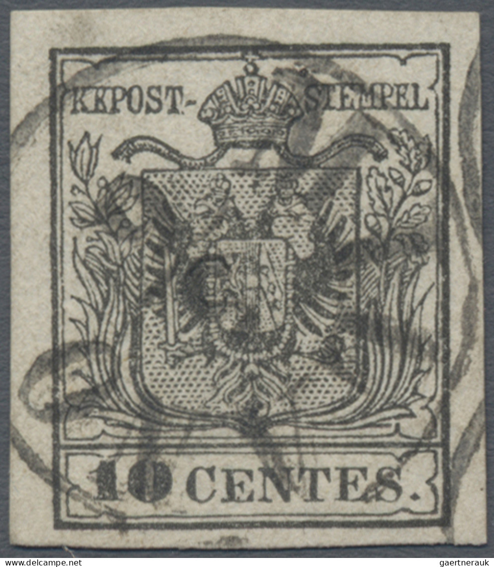 Österreich - Lombardei Und Venetien: 1854, 10 Cent. Grauschwarz, Type III, Breit - Lombardo-Vénétie