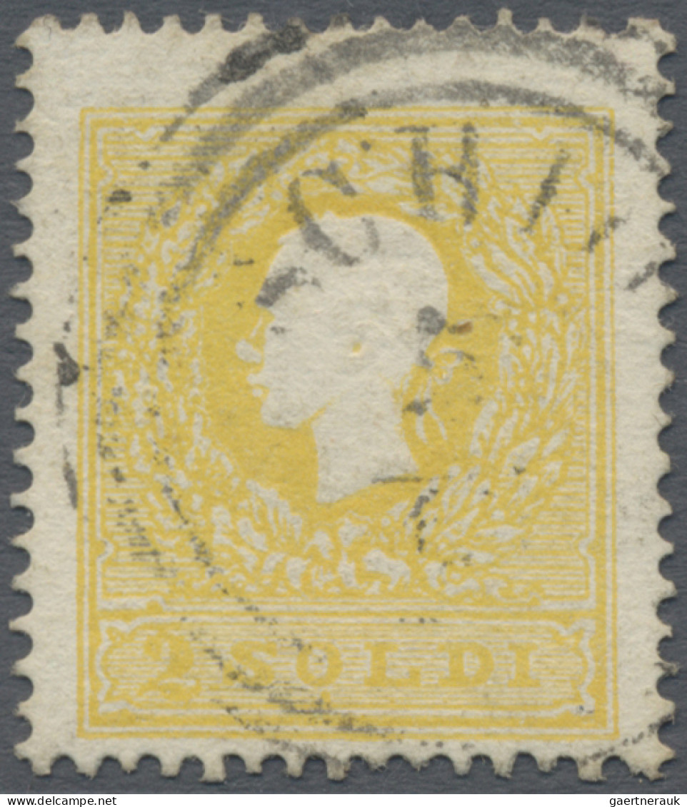 Österreich - Lombardei Und Venetien: 1858, 2 So. Dunkelgelb, Type I, Mit Teilste - Lombardije-Venetië