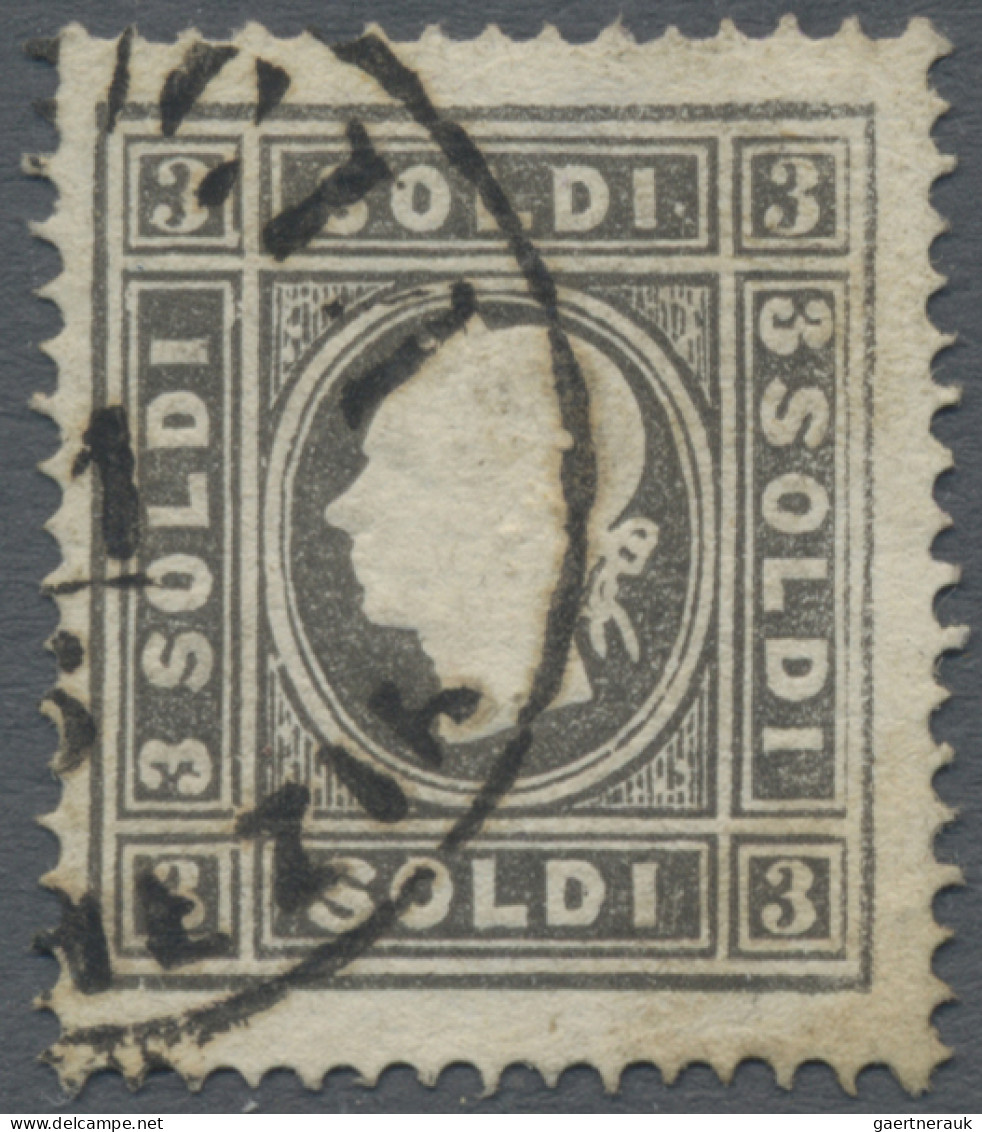 Österreich - Lombardei Und Venetien: 1859, 3 So. Schwarzgrau, Type II, Teilstemp - Lombardo-Venetien