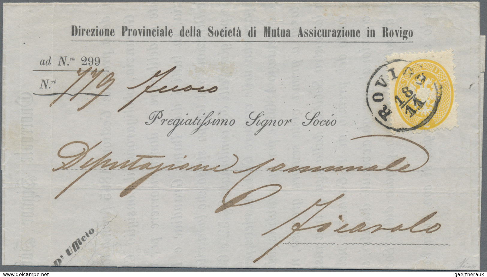Österreich - Lombardei Und Venetien: 1863, 2 So. Gelb, Als Einzelfrankatur Auf K - Lombardo-Vénétie