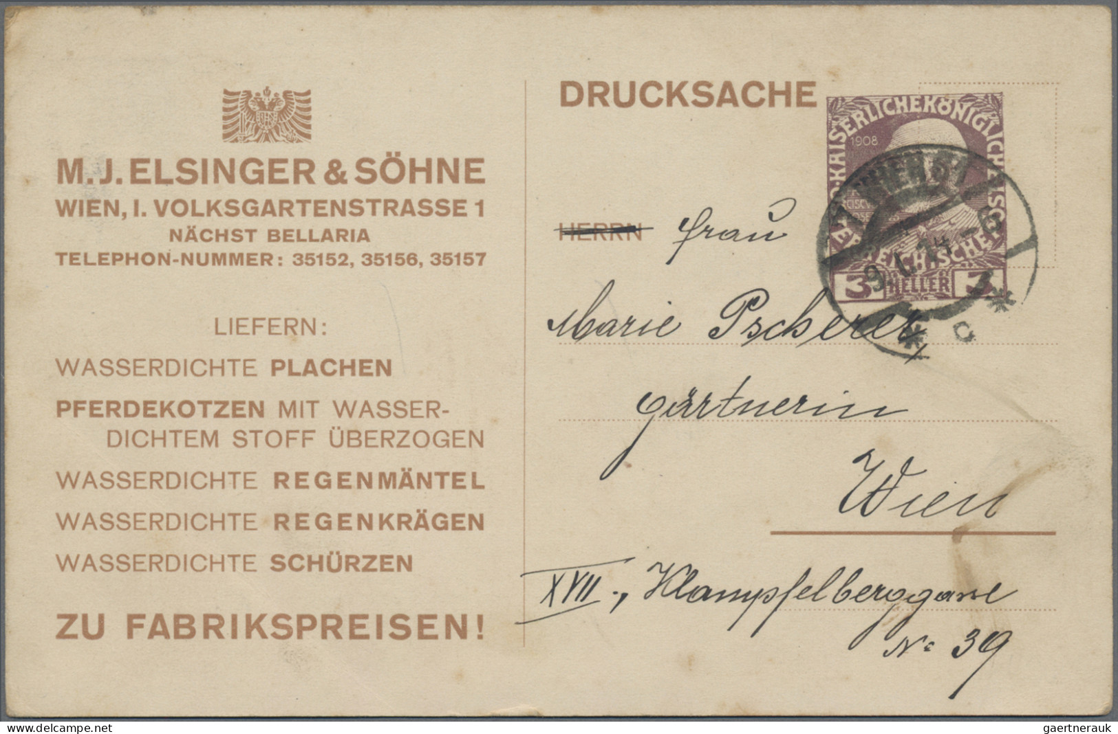 Österreich - Privatganzsachen: 1914, Privatganzsachenkarte Franz Joseph 3 H. Bra - Andere & Zonder Classificatie