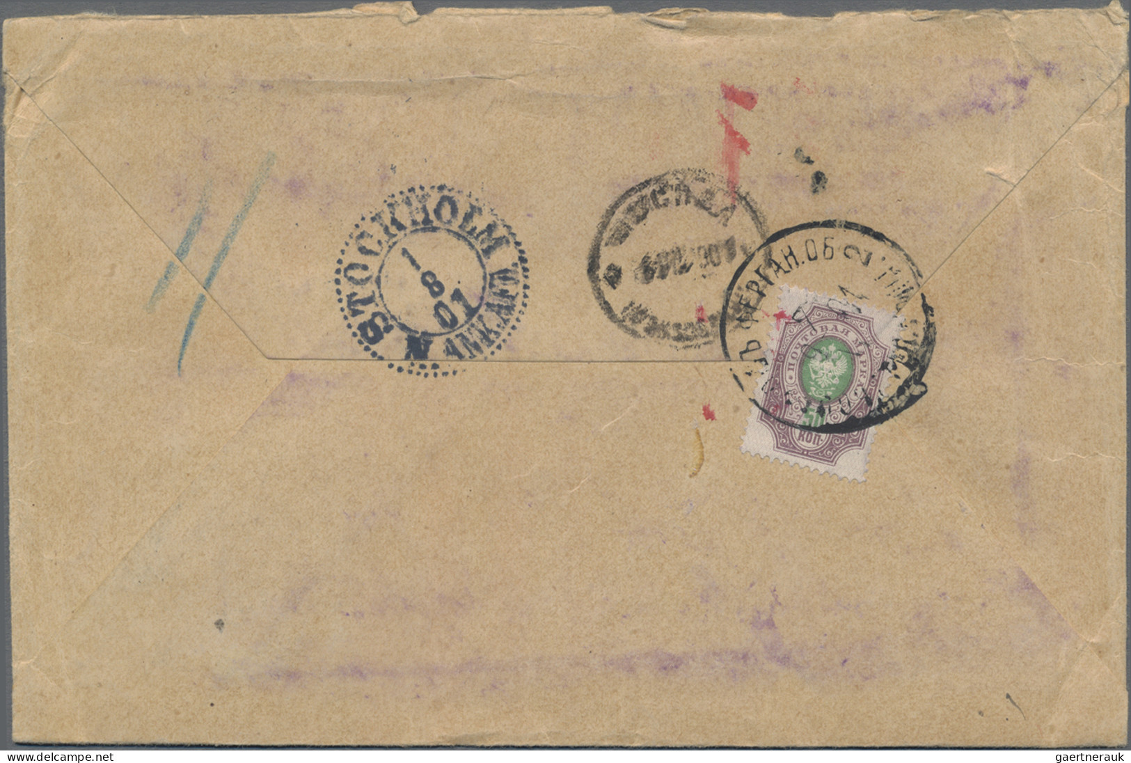 Russia: 1901, Sven Hedin Cover: 50 K. Tied "Osh Fergana 219 VII 01" To Reverse O - Lettres & Documents