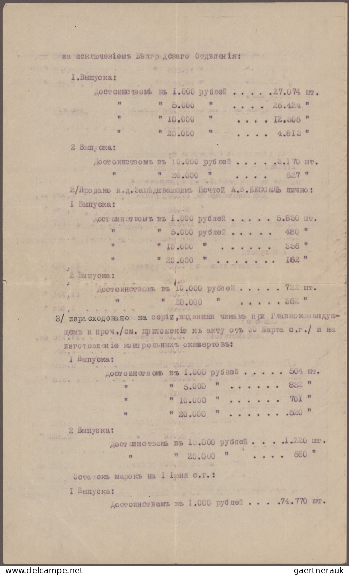 Russia - Civil War Wrangel Army: 1921, Offical Report Of Russian Post In Constan - Andere & Zonder Classificatie