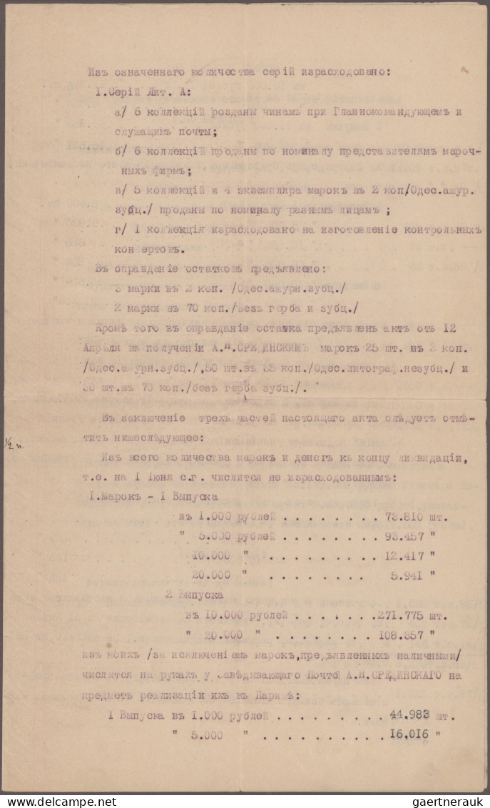 Russia - Civil War Wrangel Army: 1921, Offical Report Of Russian Post In Constan - Autres & Non Classés