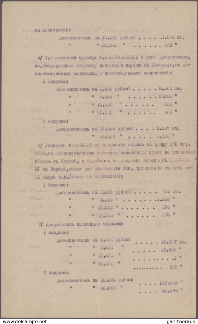 Russia - Civil war Wrangel Army: 1921, Offical report of Russian Post in Constan