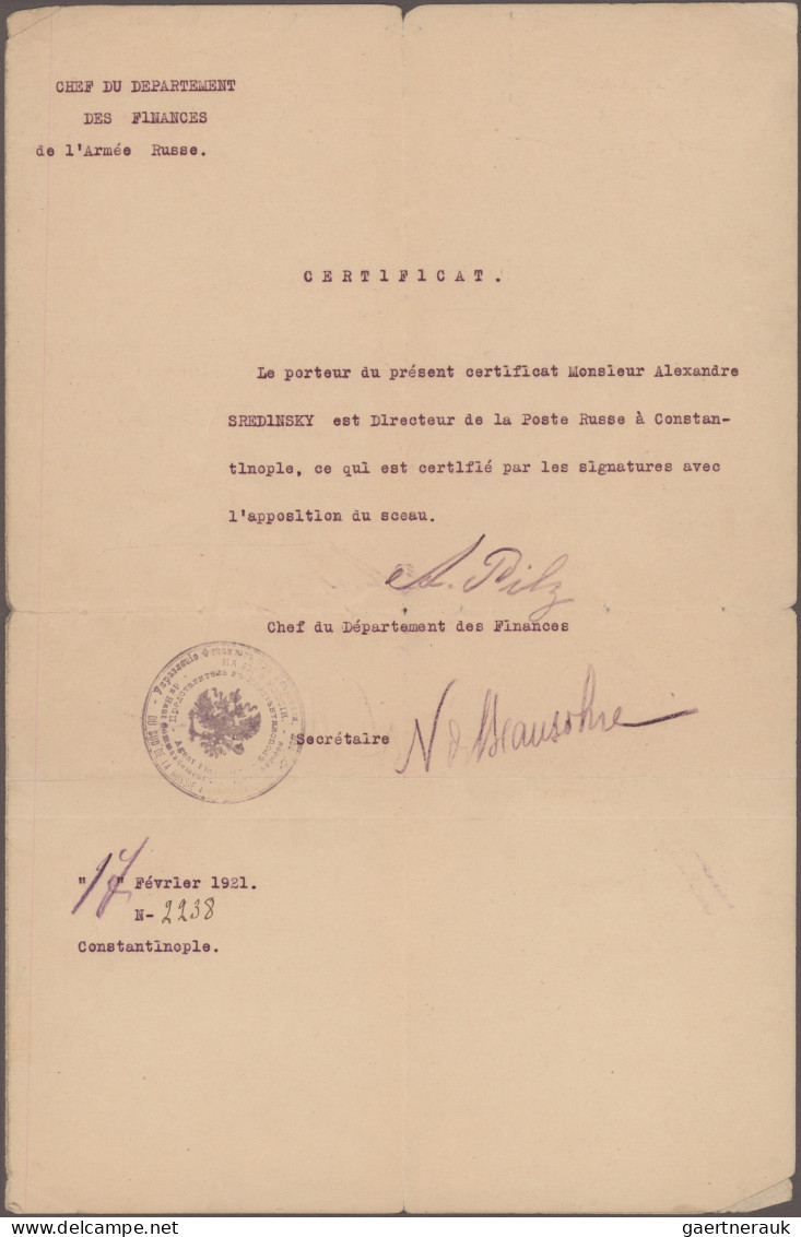 Russia - Civil War Wrangel Army: 1921, Authority Issued For Alexander Sredinsky, - Autres & Non Classés