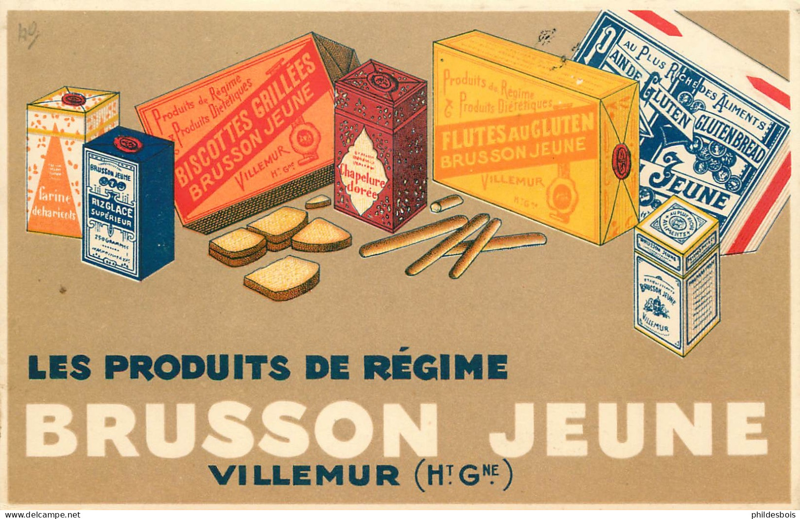 Carte PUBLICITAIRE  BRUSSON JEUNE   " Les Produits De Regime  "  Villemur Hte Garonne - Publicité