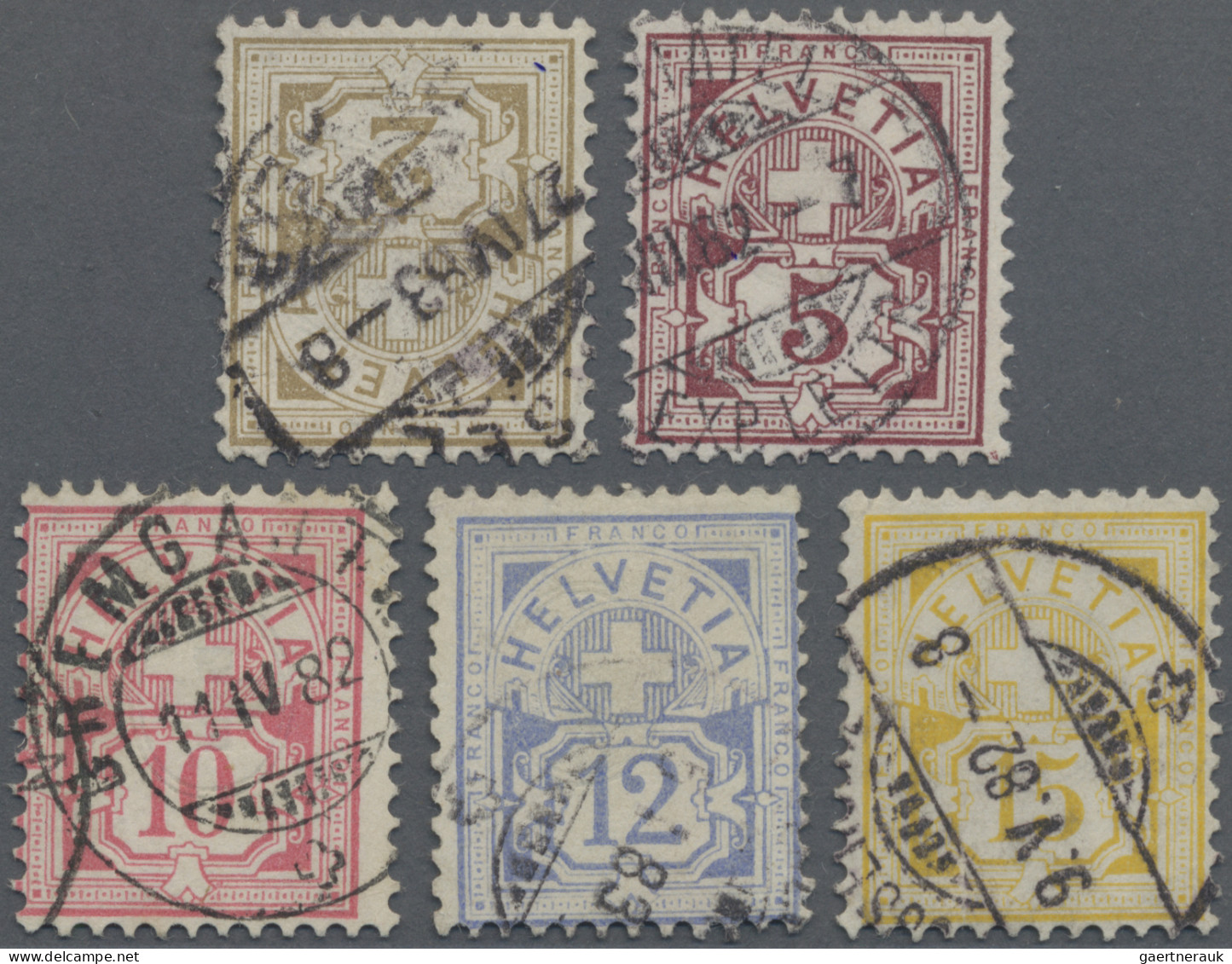 Schweiz: 1882 Kompletter Satz 'Ziffern' Auf Weißem Papier, Alle Farbfrisch, Saub - Used Stamps