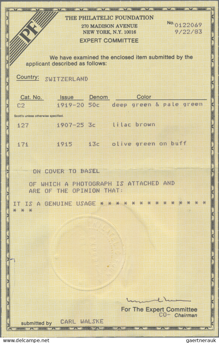 Schweiz: 1919, 50 Rp. Propelleraufdruck Mit Beifrankatur Auf Luftpostbrief Von " - Lettres & Documents