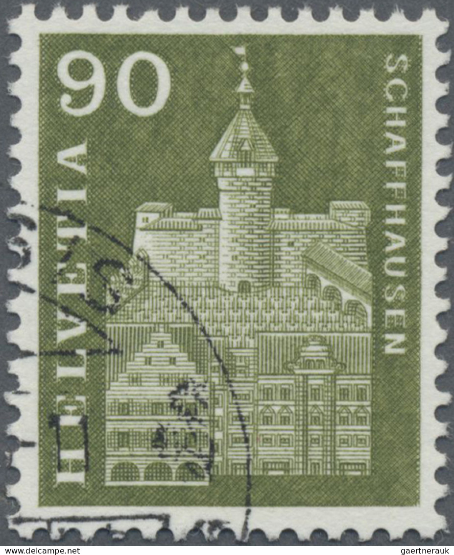 Schweiz: 1960, 90 Rp. Munot Zu Schaffhausen Mit Doppelprägung, Sauber Gestempelt - Used Stamps