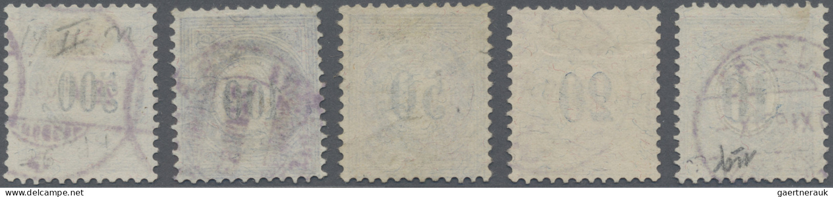 Schweiz - Portomarken: 1882, 10 - 500 Rp, Fünf Werte, Wertziffer Im Doppelkreis - Postage Due