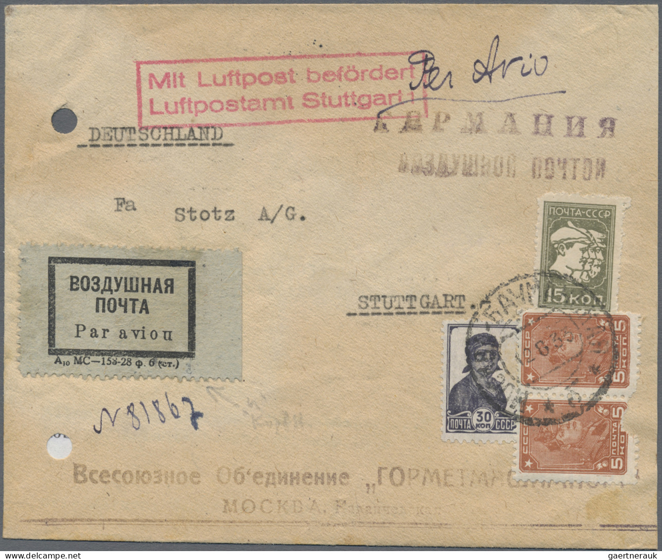 Sowjet Union: 1933/1934 USSR, Two Covers From The USSR To Germany With Two Diffe - Covers & Documents